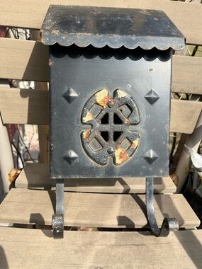 Vintage Black Rusted Metal Mailbox
